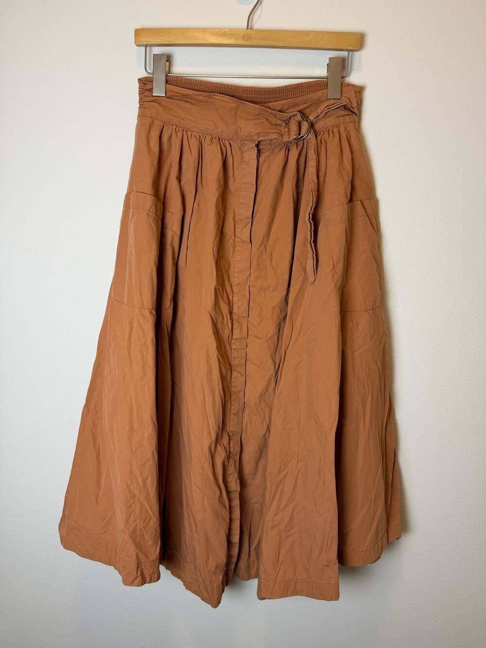 Free People Maxi Skirt Size XS Rust Brown Smocked Waist